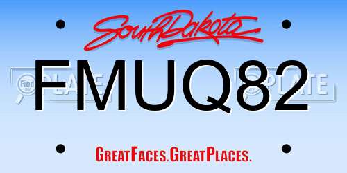FMUQ82 South Dakota License Plate