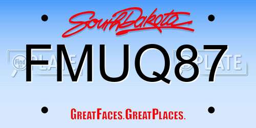 FMUQ87 South Dakota License Plate
