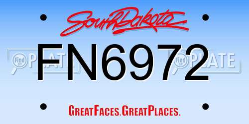 FN6972 South Dakota License Plate