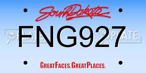 FNG927 South Dakota License Plate