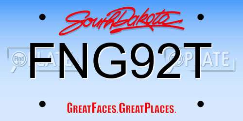 FNG92T South Dakota License Plate