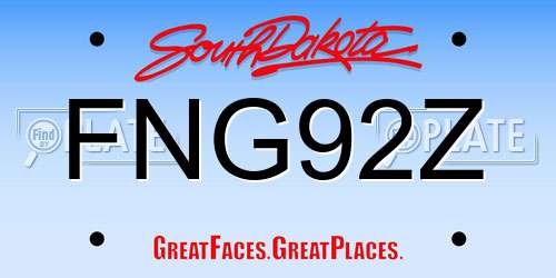 FNG92Z South Dakota License Plate