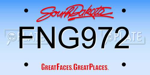 FNG972 South Dakota License Plate