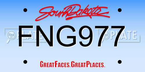 FNG977 South Dakota License Plate