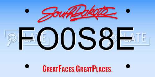 FO0S8E South Dakota License Plate