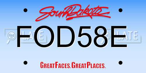 FOD58E South Dakota License Plate
