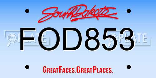 FOD853 South Dakota License Plate
