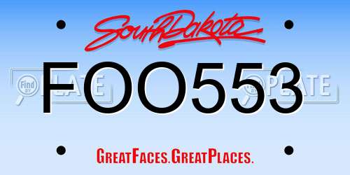 FOO553 South Dakota License Plate