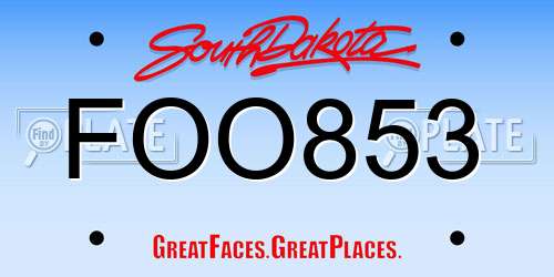 FOO853 South Dakota License Plate