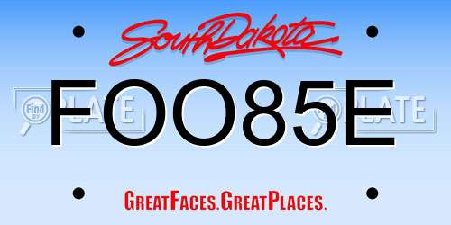 FOO85E South Dakota License Plate