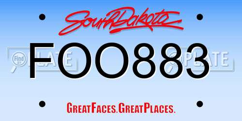 FOO883 South Dakota License Plate