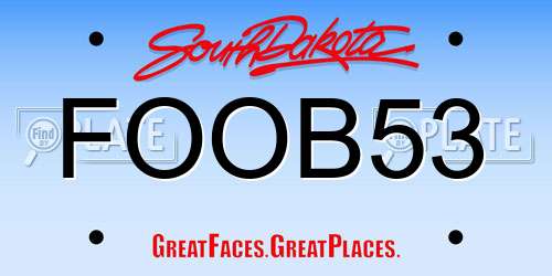 FOOB53 South Dakota License Plate