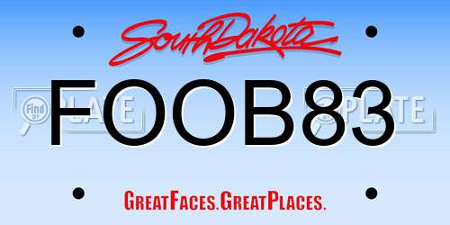 FOOB83 South Dakota License Plate