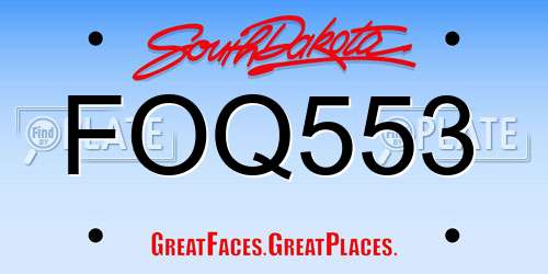 FOQ553 South Dakota License Plate