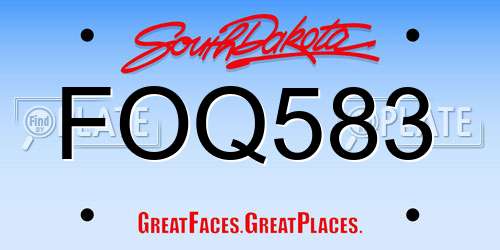FOQ583 South Dakota License Plate