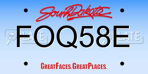 FOQ58E South Dakota License Plate