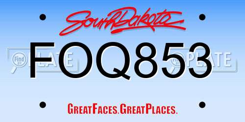 FOQ853 South Dakota License Plate