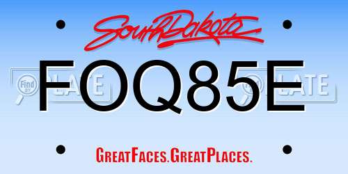 FOQ85E South Dakota License Plate