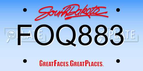 FOQ883 South Dakota License Plate