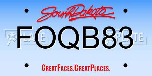 FOQB83 South Dakota License Plate