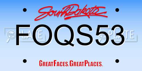 FOQS53 South Dakota License Plate