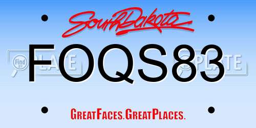 FOQS83 South Dakota License Plate