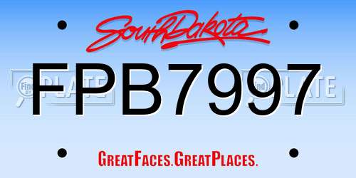 FPB7997 South Dakota License Plate