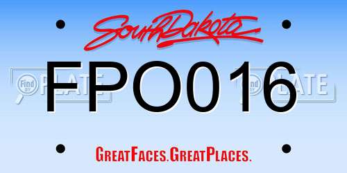 FPO016 South Dakota License Plate