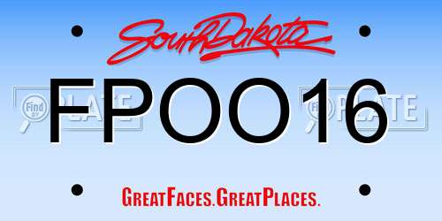 FPOO16 South Dakota License Plate