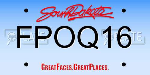 FPOQ16 South Dakota License Plate