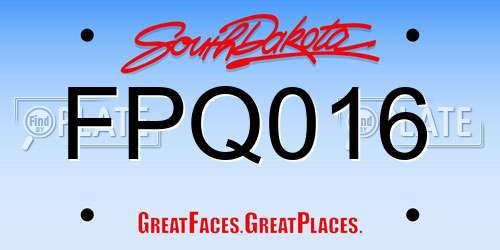 FPQ016 South Dakota License Plate