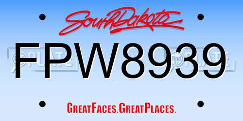 FPW8939 South Dakota License Plate