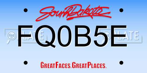FQ0B5E South Dakota License Plate