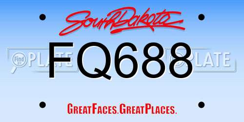 FQ688 South Dakota License Plate