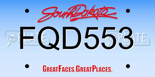 FQD553 South Dakota License Plate