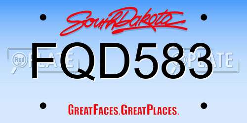 FQD583 South Dakota License Plate
