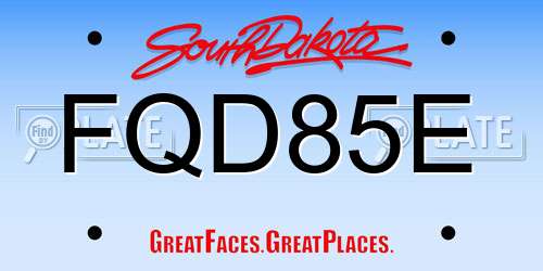 FQD85E South Dakota License Plate