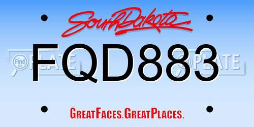 FQD883 South Dakota License Plate