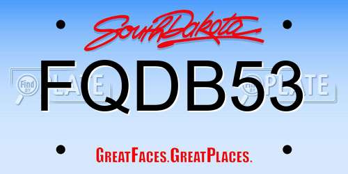 FQDB53 South Dakota License Plate