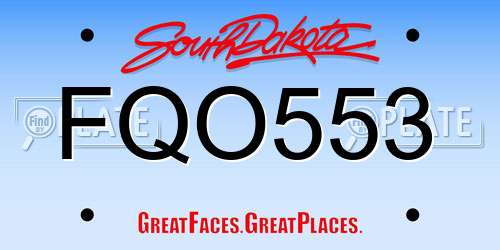 FQO553 South Dakota License Plate