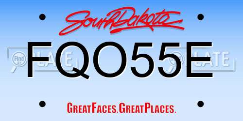FQO55E South Dakota License Plate