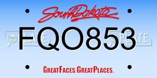 FQO853 South Dakota License Plate