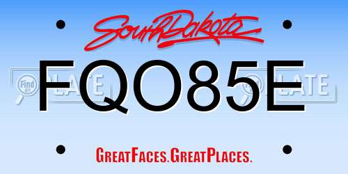 FQO85E South Dakota License Plate