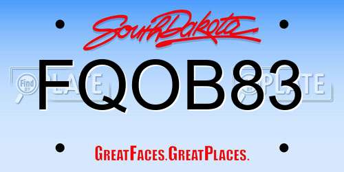 FQOB83 South Dakota License Plate