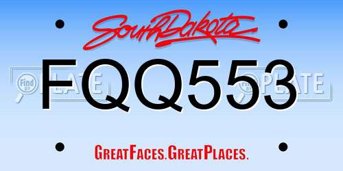 FQQ553 South Dakota License Plate