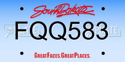 FQQ583 South Dakota License Plate