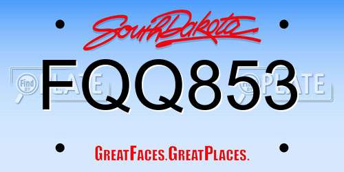 FQQ853 South Dakota License Plate
