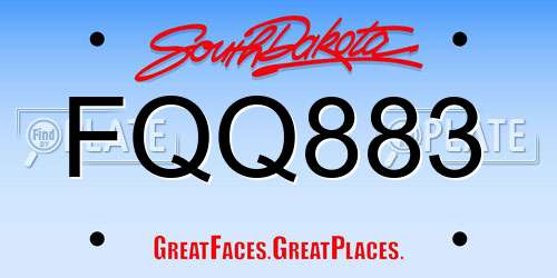 FQQ883 South Dakota License Plate
