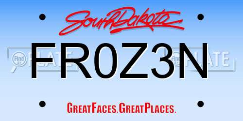 FR0Z3N South Dakota License Plate