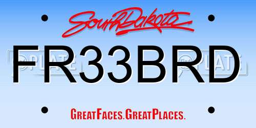 FR33BRD South Dakota License Plate
